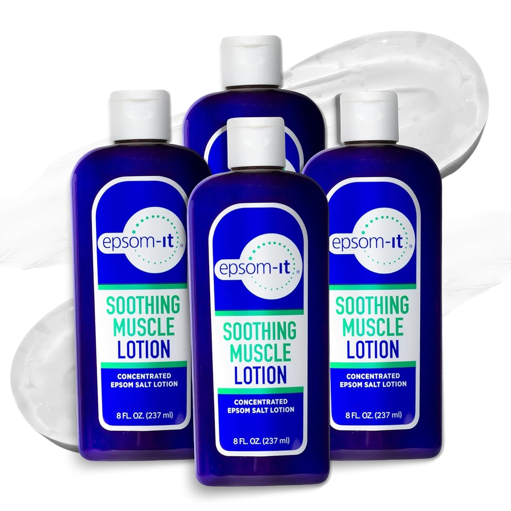 Epsom-It Soothing Muscle Lotion - Epsom Salt Magnesium Sulfate Cream Arnica per Stiffness Muscolare, Lozione Topical Magnesium, Fornire comfort per gambe, ginocchio e piedi, 8.0 oz., 4-Pack