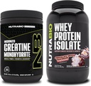 NutraBio Creatina monoidrato, non aromatizzato, 300g e isolato di proteine del siero di siero, cioccolato Dipped Macaroon, supplemento Bundle - energia muscolare, crescita muscolare magra, recupero e resistenza