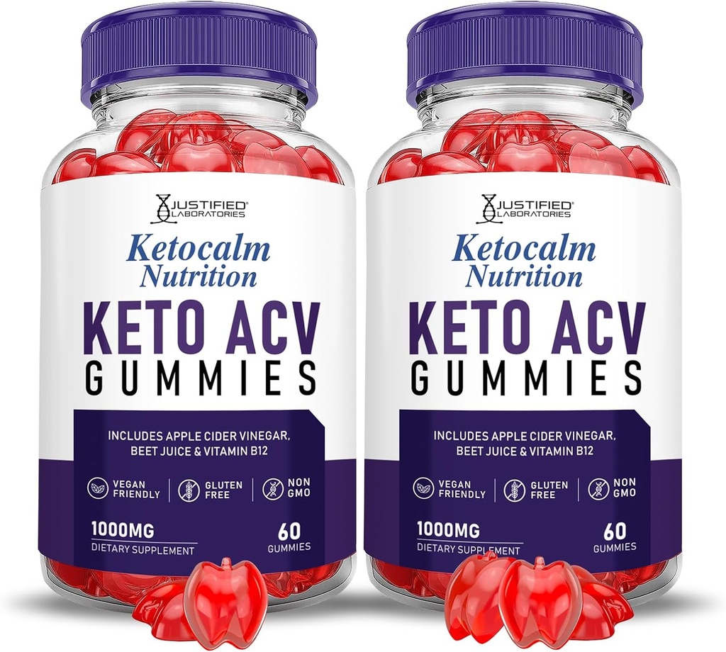 (2 Confezione) Ketocalm Nutrition Keto ACV Gummies Advanced Formula 1000MG Keto Calm Nutrition Keto Gummies Aceto di sidro di mele Formulato con Polvere di succo di barbabietola di melograno B12 Vegan Non OGM 120 Gummys