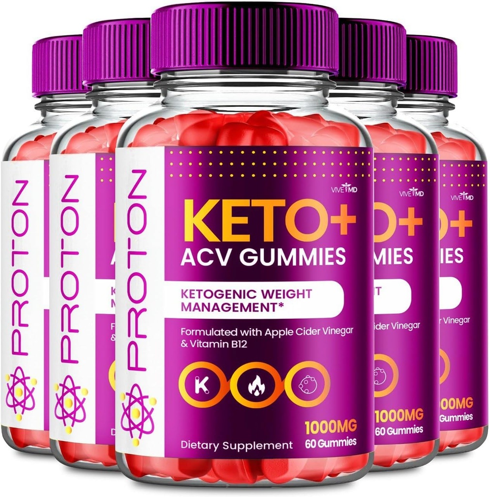 VIVE MD Proton Keto ACV Gummies Advanced Weight Management, Protein Keto ACV Gummies, Proton Keto Plus Gummies con Aceto di Mela Supplemento 1000mg, Proton Keto+ACV Gummies Recensioni (5 Pack)