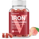 Integratore Vegan Iron Gummies - con Vitamina C, A, B-Complex, Folate, Zinco per Adulti & Kids - Sanità Sangue & Energy Support per la carenza di ferro, Anemia, No After Taste - Peach Flavor (90 Ct)