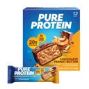 Pure Protein Bars, High Protein, Spuntini nutrienti per sostenere l'energia, basso zucchero, senza glutine, burro di arachidi al cioccolato, 1,76oz, 12 conte (Packaging May Vary)