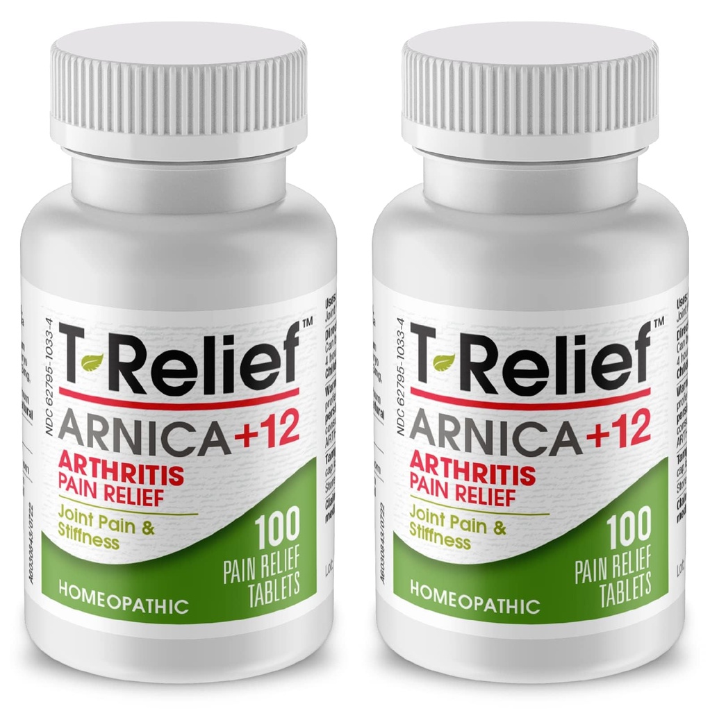 T-Relief Extra Strength Artrite Arnica +12 Dolore alleviare i farmaci naturali Aiutare a ridurre la stanchezza di dolore Aches & Dolore nelle articolazioni Naturalmente - 100 compresse (2 Confezione)