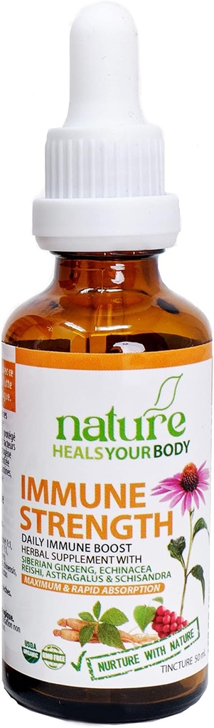 Tintura di erbe di resistenza immunitaria – Booster di immunità quotidiana naturale - Ginseng siberiano | Echinacea | Reishi | Astragalus | Schisandra – Erbe organiche (50 mL)