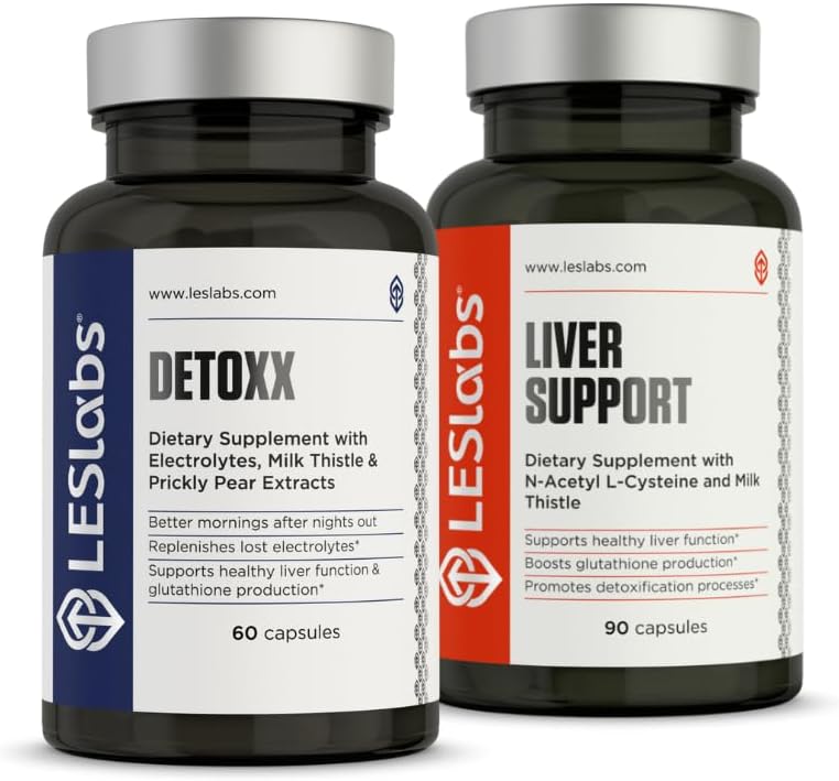 LES Labs Detoxx e supporto per il fegato Duo- Bundle per supportare la funzione del fegato sano, la produzione del glutatione e la disintossicazione