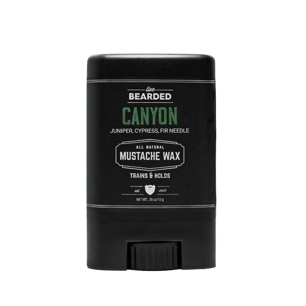 Bastone in cera moscata dal vivo, 0.35 oz - Realizzato negli Stati Uniti con ingredienti naturali - Stache media e orso di tenuta per gli uomini | Canyon - Juniper, Cypress, aghile