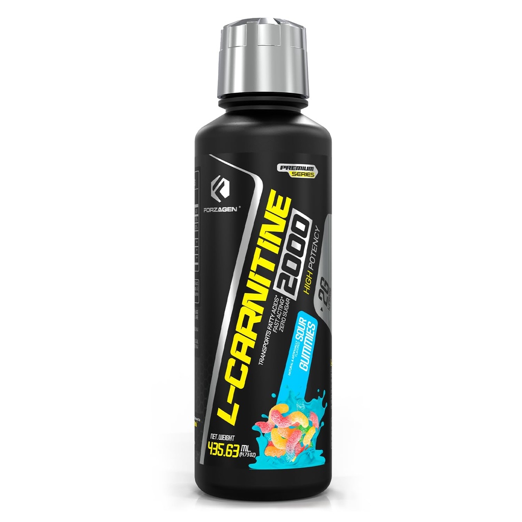 Forzagen L- Carnitina 2000 - Liquid L Carnitina con vitamina B6 | Acetil L-Carnitina | L-Tartrate | 30 Serve (Sour Gummies)