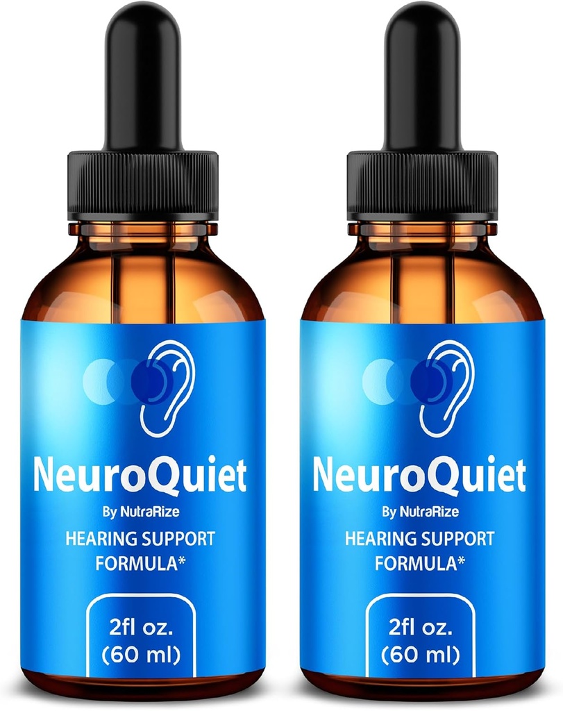 NutraRize (2 Pacchetti gocce NeuroQuiet – Formula di supporto per l'udito ufficiale con ingredienti naturali e puliti per aiutare a mantenere l'orecchio benessere, Premium Gotas Review (60 Serve)