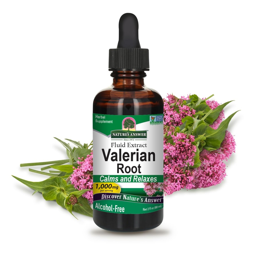 La risposta della natura Valerian Root | promuove il sonno riposante | Calms & Relaxes | Super Concentrated 1000mg | Gluten-Free, Alcol-Free, Kosher Certified & Vegan 2oz (Pack of 2)
