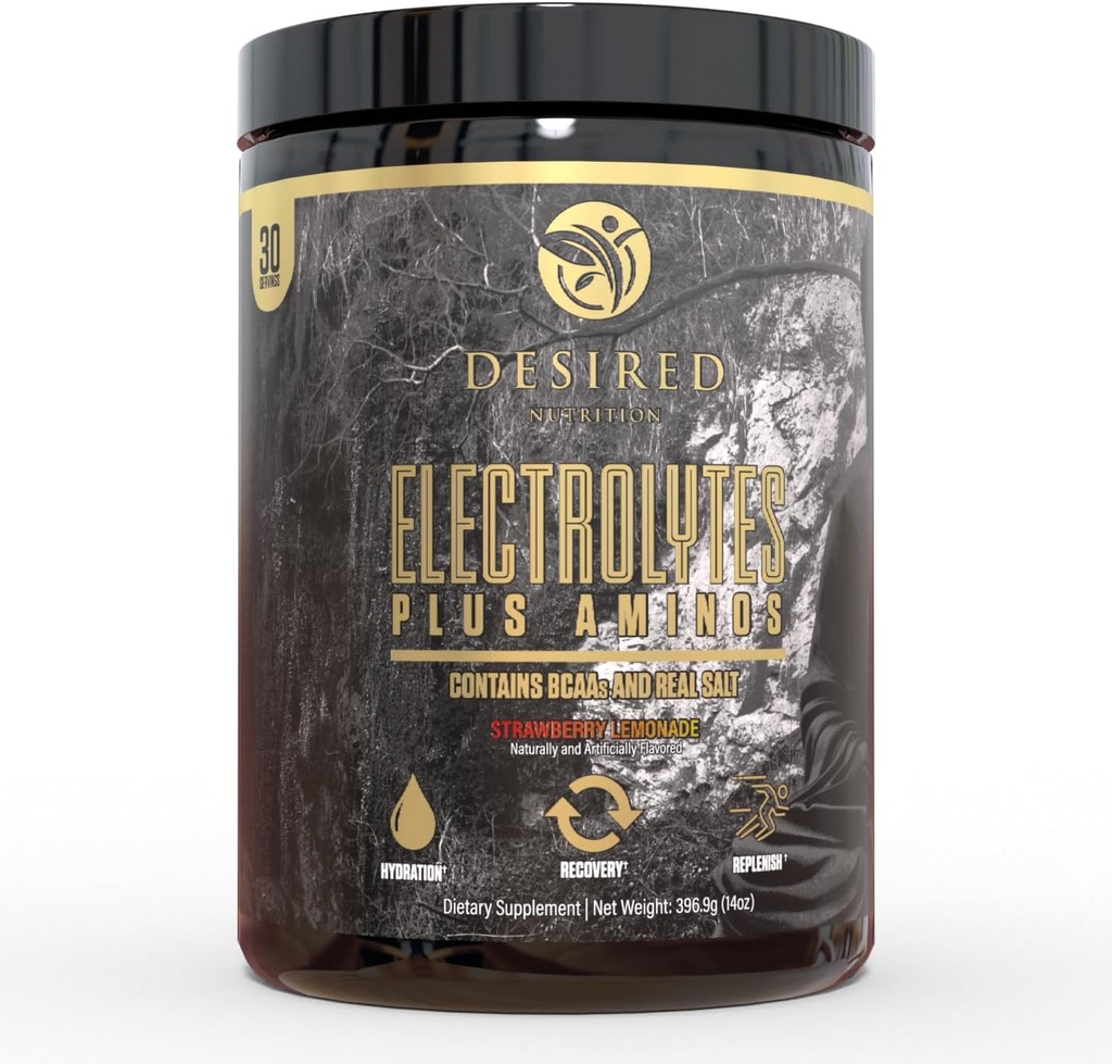 Electrolytes Plus Amino Electrolytes Plus Amino Recovery Drink Powder, Idratazione completa e aminoacidi/BCAA, Limonata di fragola (30 Serve)