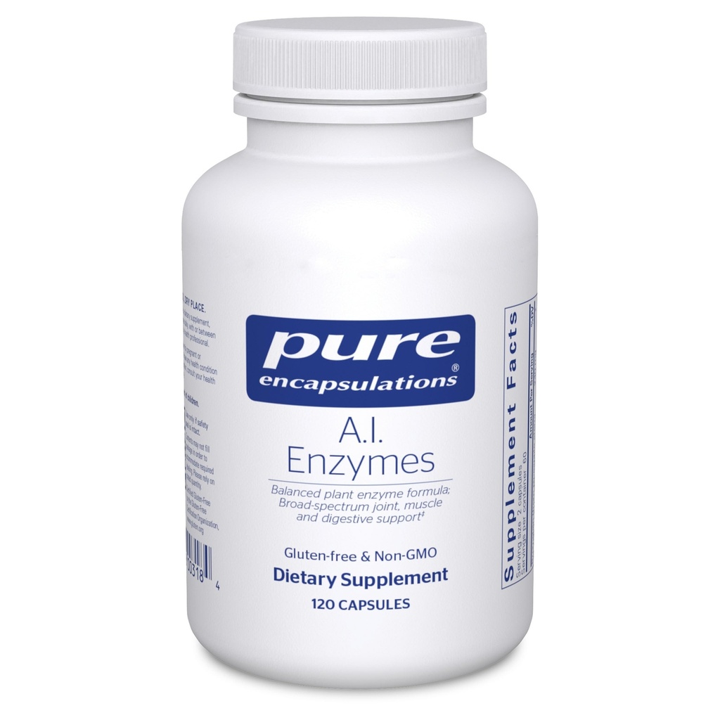 Pure Enzymes A.I. Enzymes | Balanced Plant Enzyme Formula per Joint, Muscle and Digestive Support | 120 Capsule