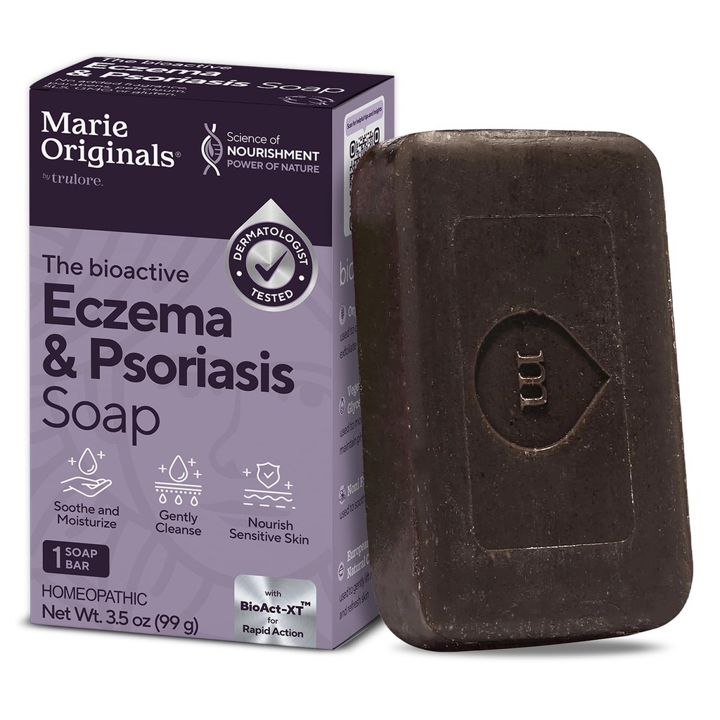 Marie Originals Eczema Face Soap Body Wash Bar – Tutte Psoriasi Naturale, Dermatite Trattamento per Secco Itchy Rilievo Flaky Skin – Detossilazione Gentle, Guarigione, Anti-Itch, Detergente Skincare (Pack of 1)