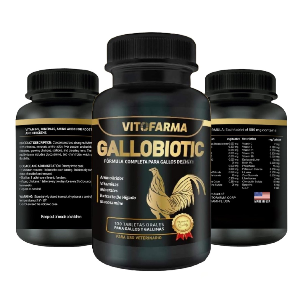 Multivitamina naturale Gallobiotico per Radice, Mensole - 100 compresse | Vitamina Completas para Gallos