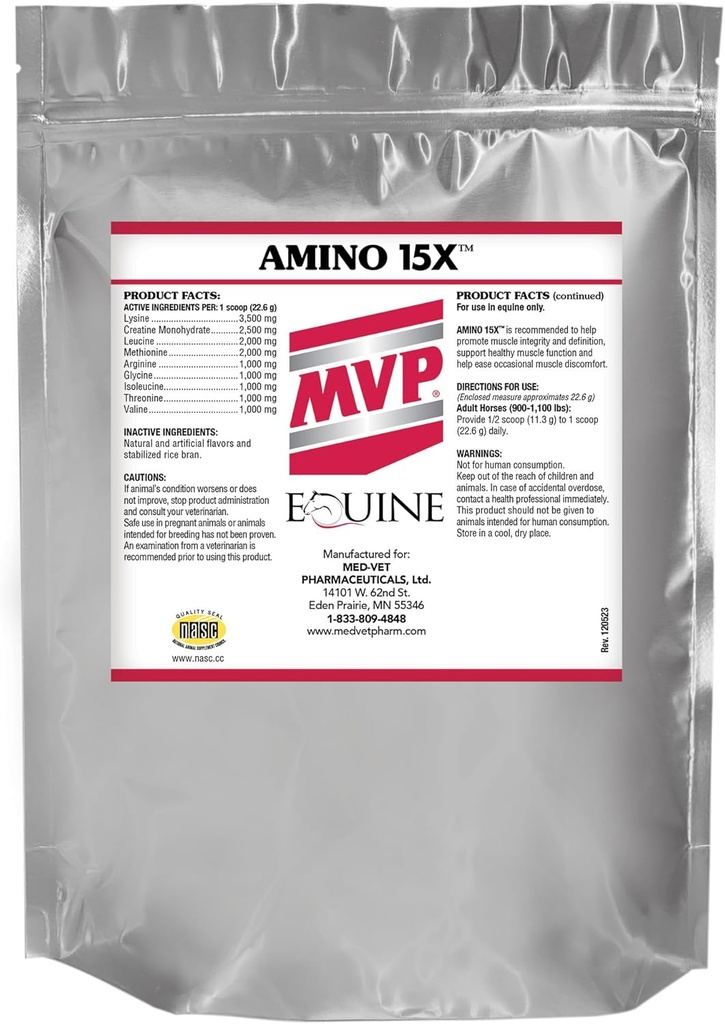 Amino 15X (3 lb) - Supporta la funzione muscolare sana, lo sviluppo e la riparazione in cavalli