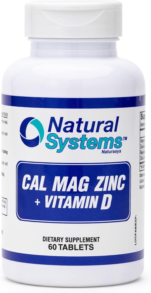 Calcio Magnesio Zinco Vitamina D Supplemento 60 Compresse di Sistemi Naturali - Calcio Magnesio Zinco e VIT D Integratori per Forte Sistema Immune - Magnesio Supplemento per il Sistema Immune