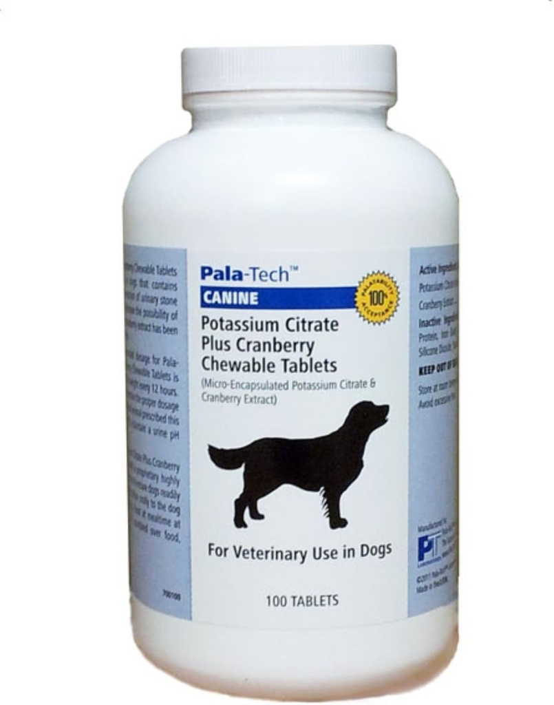 Trattamento Cane UTI - Citrato di potassio e supplemento di mirtillo per cani 100 compresse masticabili per infezione del tratto urinario e la prevenzione della pietra della vescica, supporto di incontinenza canina Made in USA