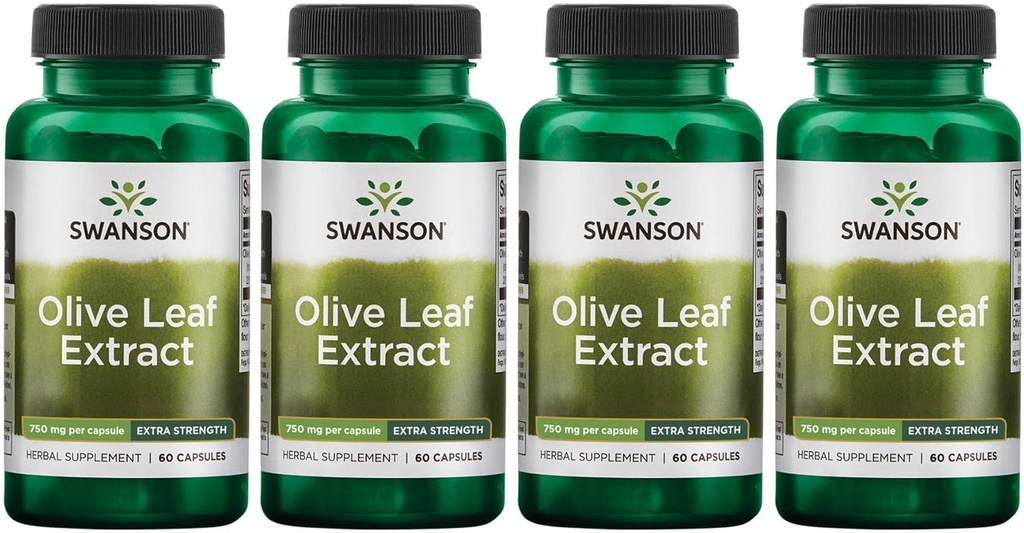 Estratto di foglie di oliva Swanson con 20% Oleuropein - (60 capsule, 750 mg ogni) 4 confezione