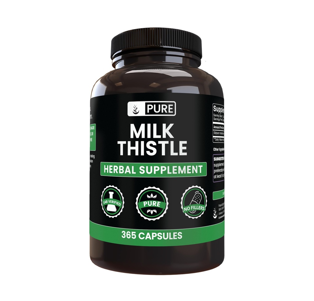Ingredienti originali puro Latte Thistle (365 capsule) No Magnesio o Filler di riso, Sempre Pure, Lab verificato
