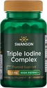 Swanson Triple Iodine Complex-Natural Supplemento per il supporto della tiroide vitale-Promotes Funzione metabolica, aumento della produzione di globuli rossi, & Heart Health-(60 capsule vegetali, 12.5mg ogni) 1 confezione