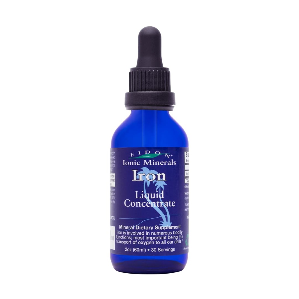 Concentrato liquido di ferro di Eidon - Supplemento di ferro liquido per le donne e gli uomini, Vegan Ferrous Sulfate gocce di ferro per adulti e bambini, naturale, ad alta potenza, senza glutine - Bottiglia di 2 Fl Oz con Dropper (Pack of 1)
