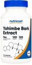 Nutricost Yohimbe Bark Extract 450mg (9mg Yohimbine Alkaloids), 120 Capsule - Extra Forza, Gluten Free, Non-OGM