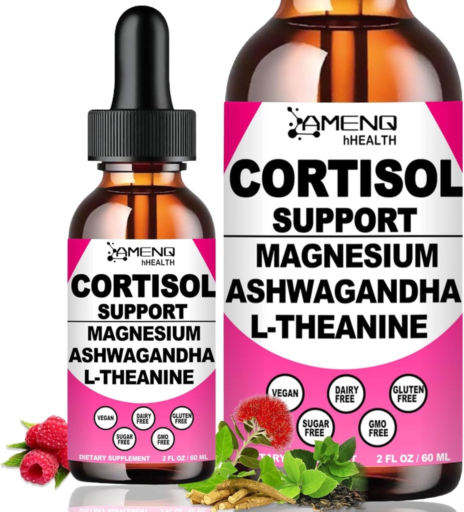 2 Pack Cortisol Supplementi per le donne, 17-in-1 Cortisol Calm Detox Riduttore w. Magnesio Ashwagandha Theanine, Gocce liquide di Cortisol per il relax, Ricreazione Mood & Hormone Harmony, Cortisol Bere Mix
