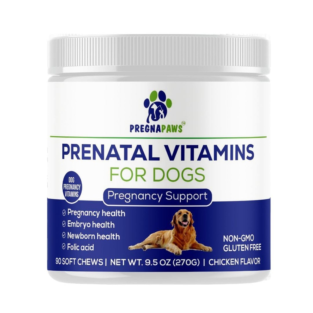 Vitamine Prenatali del cane - Supporta Gravidanza sana, Sviluppo del cucciolo e lattazione - Ricco di acido folico, ferro e calcio - Supplemento Prenatale avanzato per cani incinte e infermieristico - 90 Cuciture Morbide