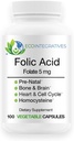 Acido Folico Folate 5mg (B9) Prenatale, Salute riproduttiva, Omocisteina, Metabolismo, Cardiovascolare, Bone, Supporto immunitario, Allergeni Libero, Non OGM - 100 capsule vegane