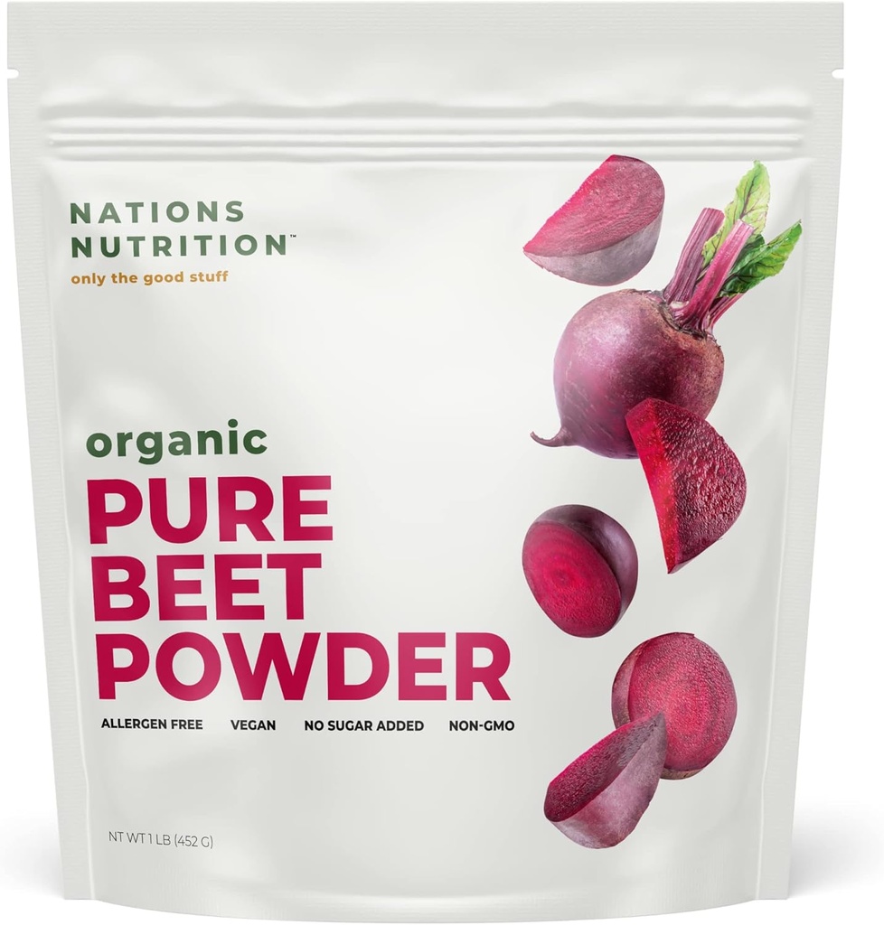 Polvere di radice di barbabietola pura organica - superfood di circolazione dell'ossido nitrico, supporta il flusso sanguigno e la salute del cuore - aumenta la stamina & energia naturale, 30+ Servings (1 LB Bag)