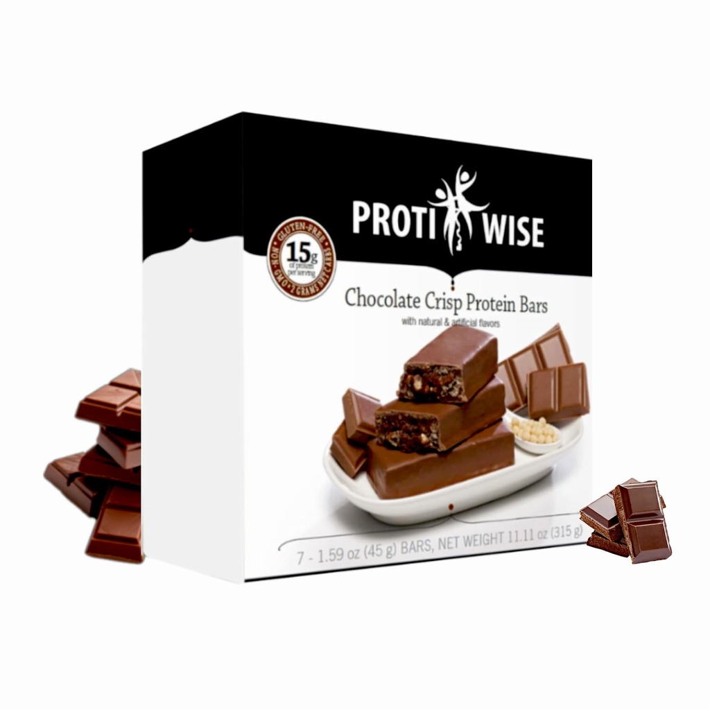Bar Protiwise High Protein Nutrition Bar | Chocolate Crisp | 15g Protein Bar | Meal sostituzione Bar | Gluten Free, Low Fat, Low Sugar, Keto-Friendly | Crush Cravings, Perdere peso | 5/box