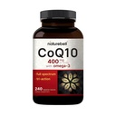 NatureBell CoQ10 400mg con capsule Omega-3-240 - Supplemento antiossidante per il supporto per la salute del cuore e dell'energia - Supporta l'energia cellulare* - Coenzima ad alta resistenza Q10
