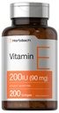 Horbäach Vitamin E Softgel Capsule 200 IU | 90 mg Supplemento | 200 Conta | Non OGM e Gluten Formula gratuita
