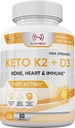 Vitamina K2 + D3 con Calcio - Bone, Cuore e Formula Immune - K2 D3 Integratore di Vitamina per Donne e Uomini - 60 Capsule