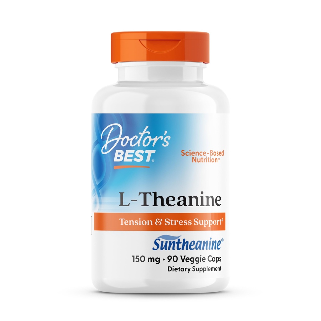 La migliore L-teanina del medico contiene Suntheanine, aiuta a ridurre lo stress e il sonno, non OGM, senza glutine, Vegan, 150 mg (DRB-00197), 90 Conte