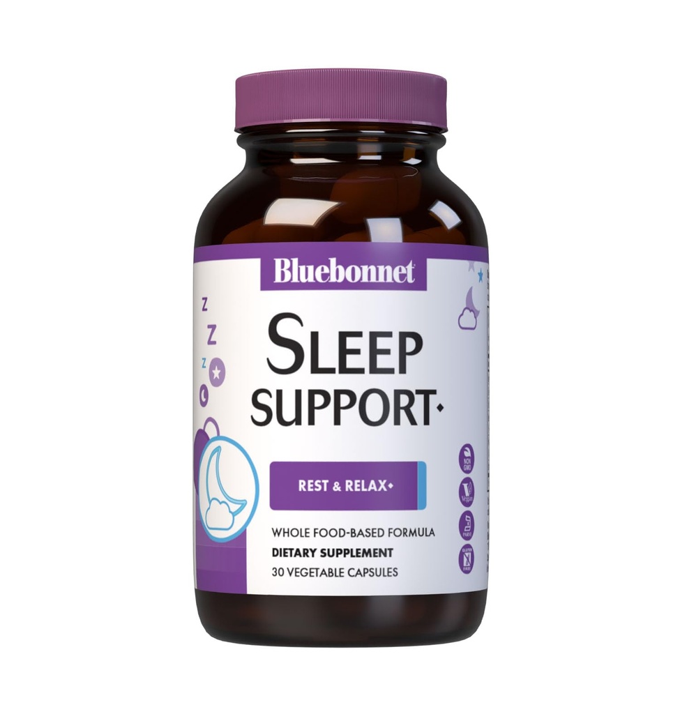 Bluebonnet Nutrition Targeted Choice Sleep Support, Rest & Relax Intero Food-Based Formula, Soy-Free, Gluten-Free, Kosher, Non OGM, Dairy-Free, Vegan, 30 capsule vegetali