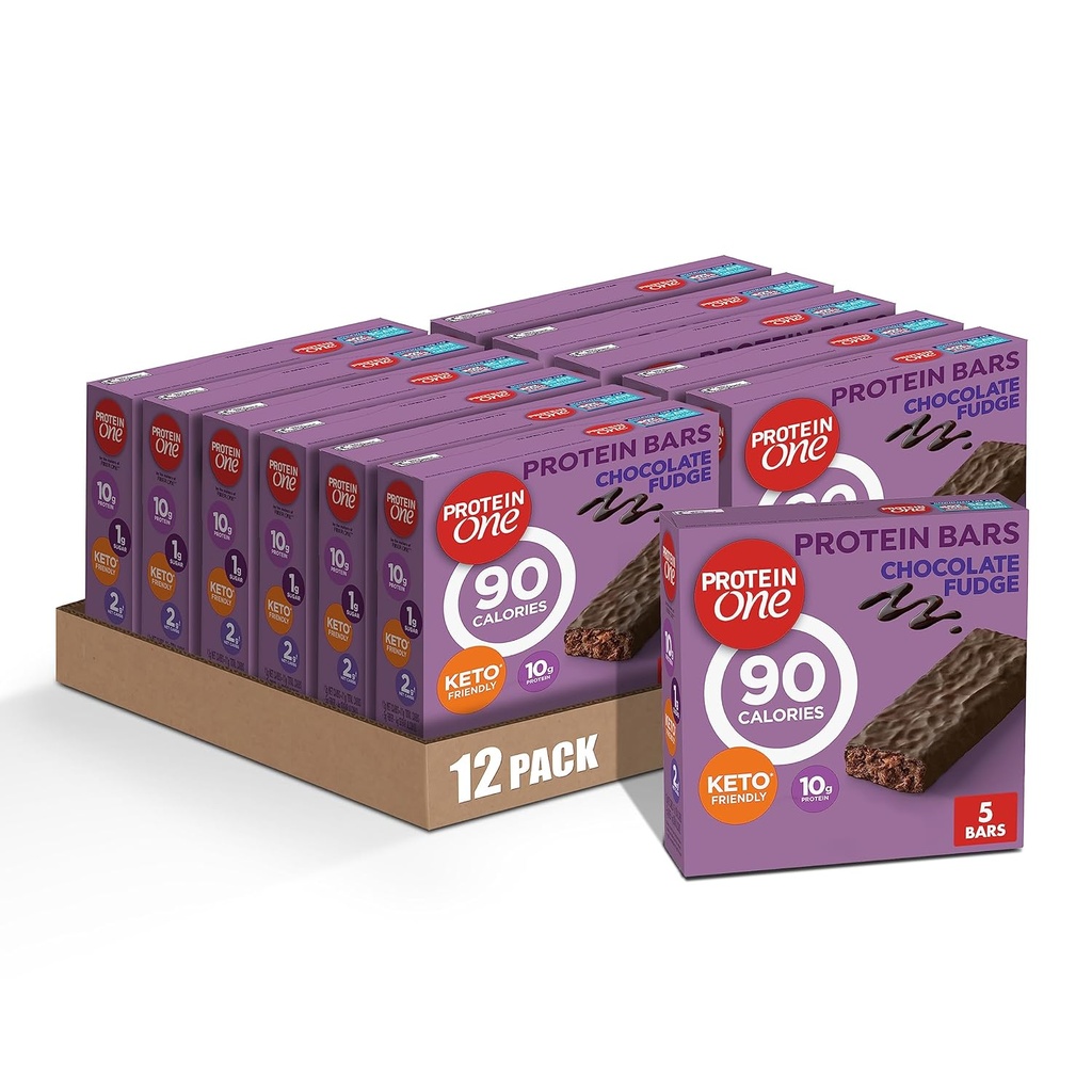 Proteine One 90 Calorie Protein Bar, Chocolate Fudge, Keto Friendly, 5 Ct, 4.8 oz (Pacchetto di 12)