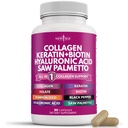 NUOVO AGE Collagen Pills Biotin Keratin Saw Palmetto Acido Ialuronico - Hair Skin and Nails Vitamins and DHT Blocker with Vitamin E Folic Acid Pumpkin Seed MSM- 90 Count