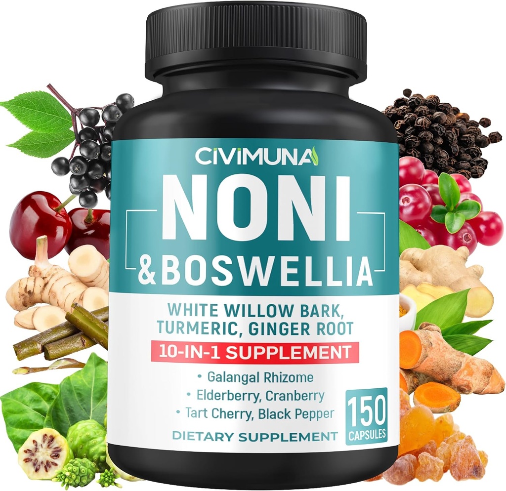 Noni Estratto di capsule con Noni, Boswellia, White Willow Bark e altro - 150 capsule per 5 mesi di fornitura