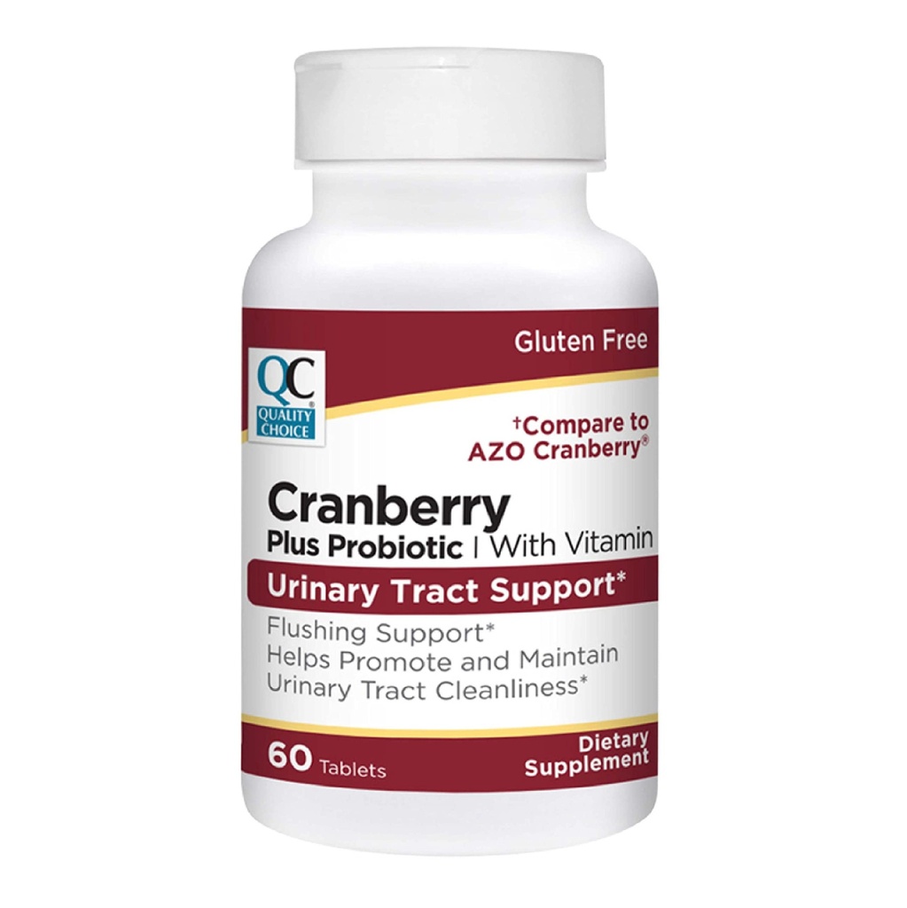 Qualità Scelta Tratta urinaria Supporto Mirtillo + Compresse Probiotiche con Vitamine 60 Conte