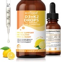 Vitamina D3 K2 Gocce liquide – Liposomal 1000 IU D3 & 200 mcg K2 MK-7 – Alto assorbimento, Immune, Bone & supporto cardiaco, Non-GMO, Limone Flavor, 60ml