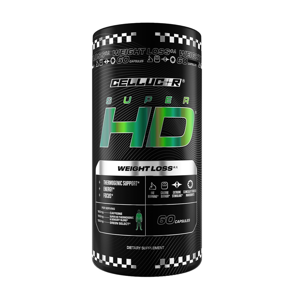 Cellucor SuperHD Thermogenic Fat Burner supplemento di perdita di peso, Appetite Suppressant, & Energy Booster Capsimax, Estratto di tè verde, 160mg Caffeina & Più 60 capsule (Packaging May Vary)