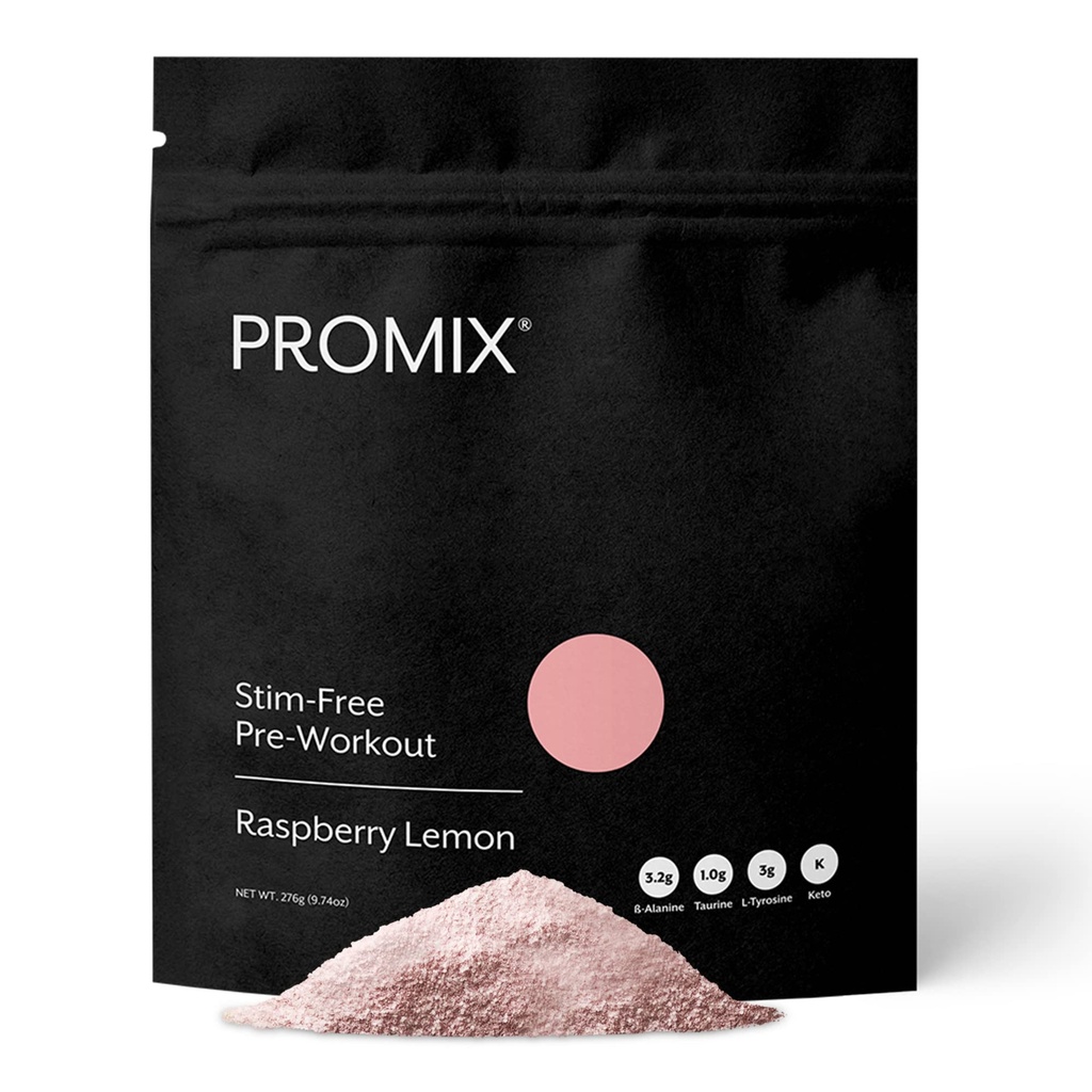 ProMix Nutrition Stim-Free Pre-Workout Powder, Raspberry Lemon - 274g - Maximize Focus, Energy & Performance - Vitamina B12, Taurine, Beta-Alanine & L-Tyrosine - 30 Serve (Pack of 1)