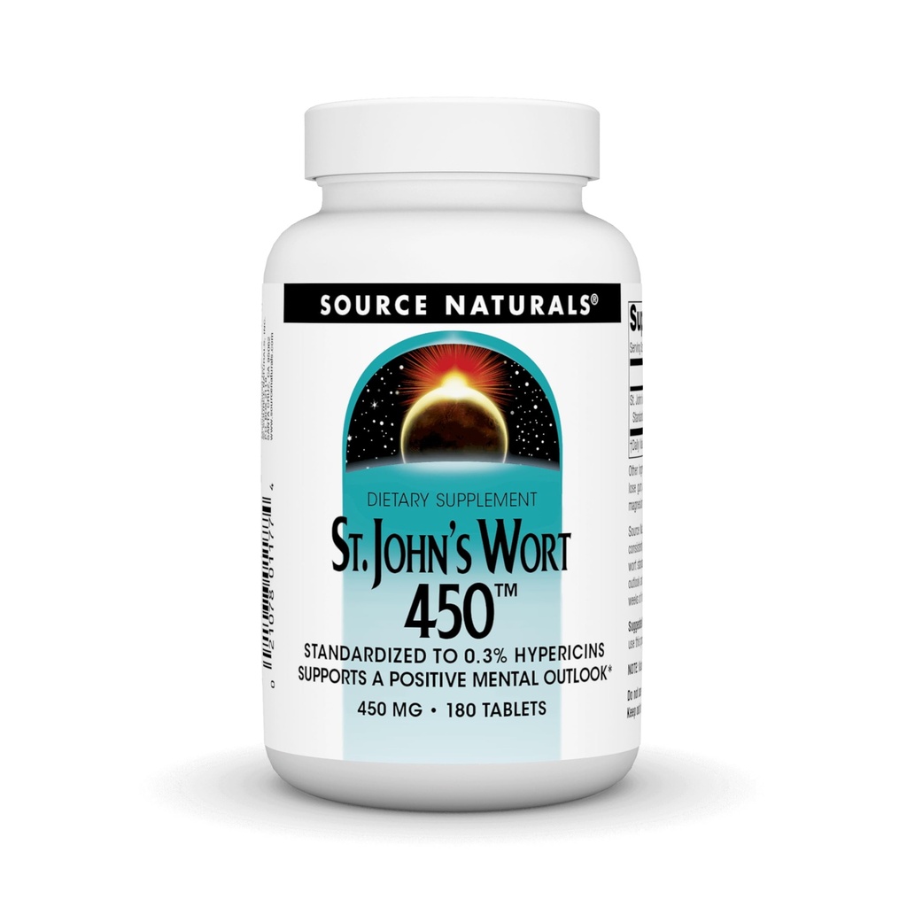 Fonte Naturals St. John's Wort 450 mg Supporta una prospettiva mentale positiva - 180 compresse