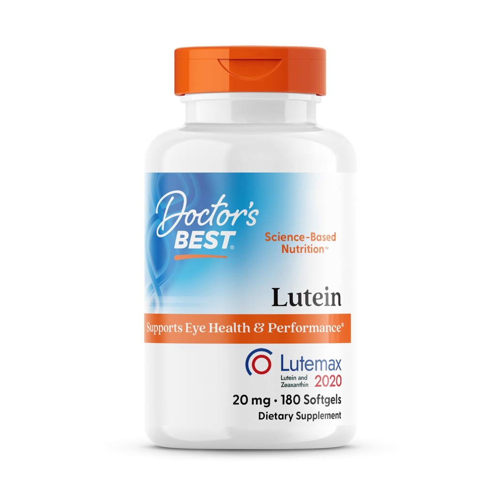 Miglior Lutein del medico, 20 mg, Supporta la salute e le prestazioni degli occhi, Non OGM, Gluten Free 180 Softgels