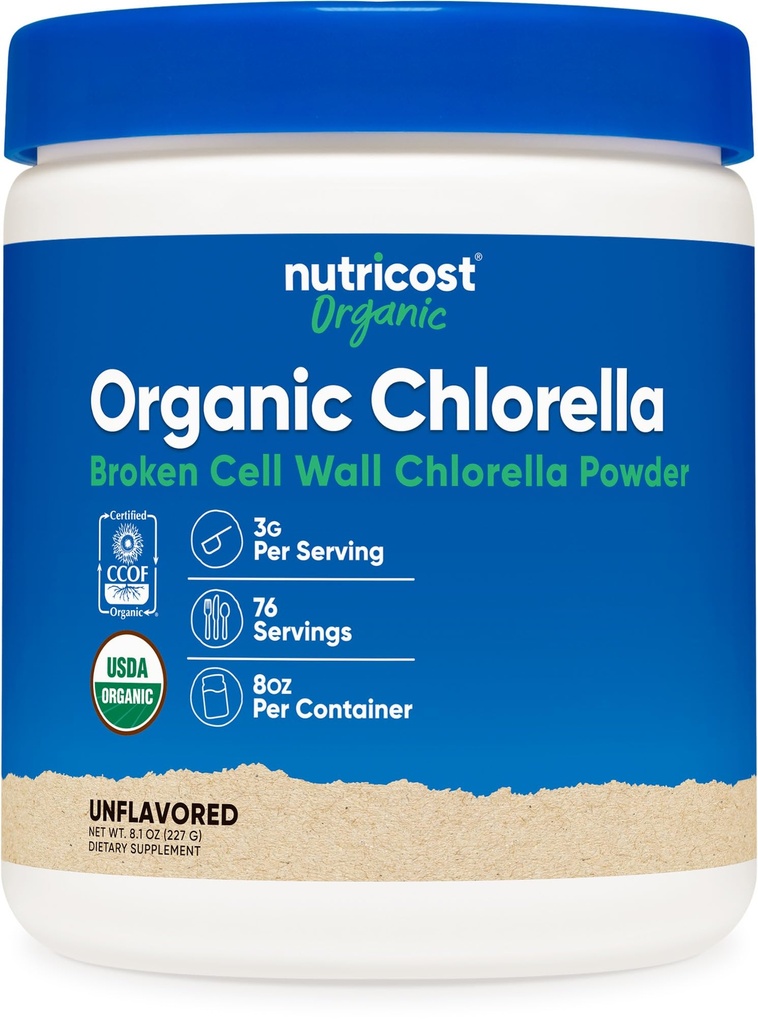 Nutricost Organic Chlorella Powder 8oz - 3000mg Per Serving - Non OGM, Gluten Free
