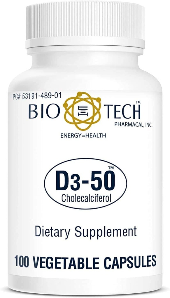 Vitamina farmaceutica Bio-Tech D3 (D3-50 50k IU, 100 Veg Count)