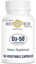 Vitamina farmaceutica Bio-Tech D3 (D3-50 50k IU, 100 Veg Count)