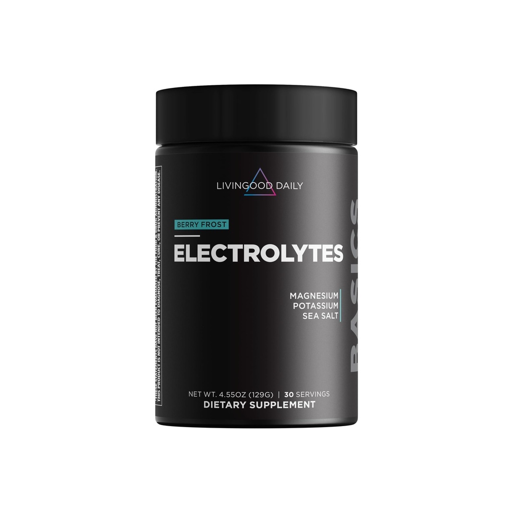 Livingood Daily Electrolytes Powder, Electrolytes Hydration Drink Mix con vitamina C, Magnesio, Taurina e sale marino, Integratore elettrolitico per l'energia e l'idratazione, Keto, Frost di Berry, 30 Srvgs