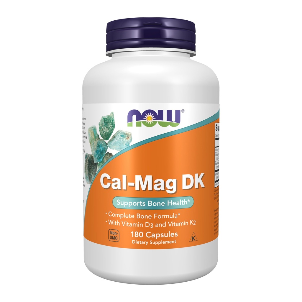 NOW Integratori alimentari, Cal-Mag DK con Vitamina D-3 e Vitamina K-2, Supporta la salute di ossa*, 180 capsule