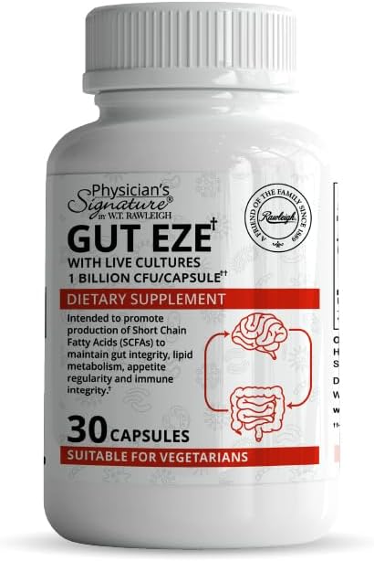Rawleigh Gut Eze: 30 capsule, Probiotico vegetariano ogni giorno per uomini e donne,1 miliardi di CFU/Cap, Microbiome-Based, SCFA Produzione + Gut, Digestivo, Immunità, Appetite & Lipid Support, Non OGM